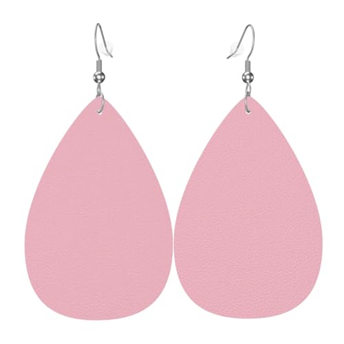 Modische versilberte PVC-Leder-Ohrringe, geeignet für Festivalpartys oder den persönlichen Gebrauch. Einfarbig. Pink von WXZYFP
