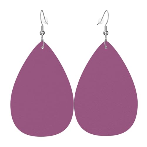 Modische versilberte PVC-Leder-Ohrringe, geeignet für Festivalpartys oder den persönlichen Gebrauch. Einfarbiges Weinrot, Einheitsgröße, silberfarbenes Kupferleder, ohne Edelstein von WXZYFP