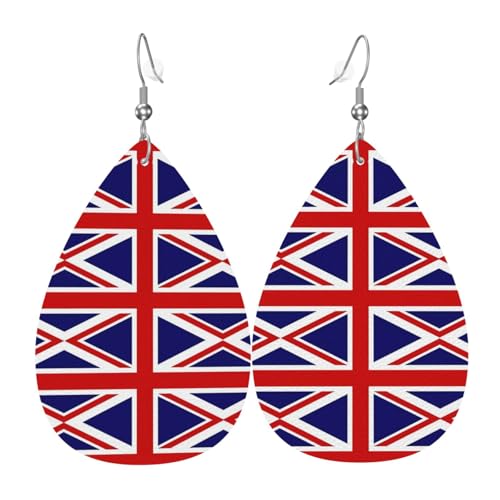 Modische versilberte PVC-Leder-Ohrringe, geeignet für Festivalpartys oder den persönlichen Gebrauch. Flagge Großbritanniens von WXZYFP