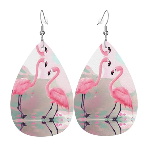 Modische versilberte PVC-Leder-Ohrringe, geeignet für Festivalpartys oder den persönlichen Gebrauch. Love Flamingo von WXZYFP