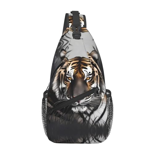 Tiger at rest Es ist eine lässige Umhängetasche für Herren mit hoher Speicherkapazität und einer aufgesetzten Tasche auf jeder Seite. von WXZYFP