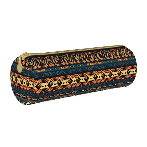 WXZYFP African Tribal Ethnic Texture Environmentally friendly cross-grain leather pencil case, lightweight and portable, suitable for daily use. von WXZYFP