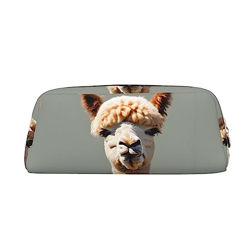 WXZYFP Alpaka-Avatar. Das Federmäppchen besteht aus gekreuztem Leder (PVC), Futter aus 100 % Polyester und Vollsiebdruck von WXZYFP