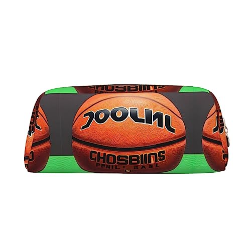 WXZYFP Basketball-Hintergrund: Das Federmäppchen besteht aus quernarbigem Leder (PVC), Futter aus 100 % Polyester und Vollsiebdruck von WXZYFP