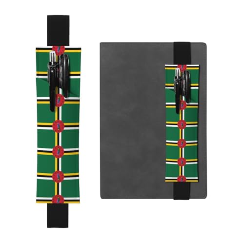 WXZYFP Bedrucktes doppelseitiges Federmäppchen aus Leder (PVC) mit Flagge des Commonwealth of Dominica, für 2–3 Stifte, 20,3 bis 25,4 cm hoch von WXZYFP