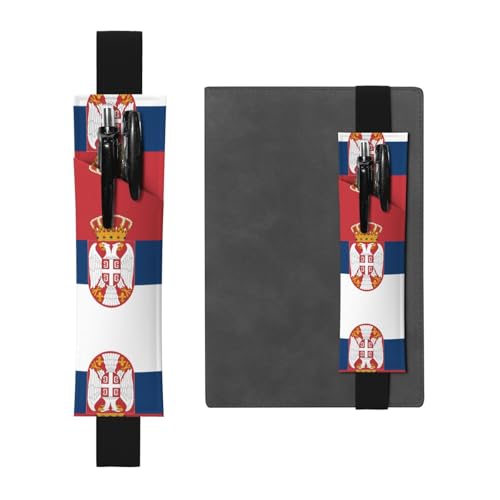 WXZYFP Bedrucktes doppelseitiges Federmäppchen aus Leder (PVC) mit Flagge von Serbien, für 2–3 Stifte, 20,3 bis 25,4 cm hoch von WXZYFP