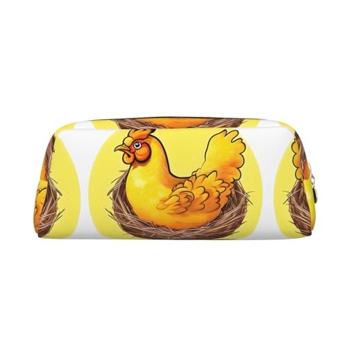 WXZYFP Bird's Nest Golden Chicken Das Federmäppchen ist aus Kreuznarbenleder (PVC), 100% Polyester-Futter und Vollsiebdruck von WXZYFP
