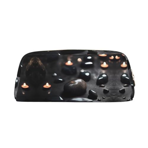 WXZYFP Black Mystery Heart Stone Das Federmäppchen ist aus Kreuznarbenleder (PVC), 100 % Polyester-Futter und Vollsiebdruck von WXZYFP