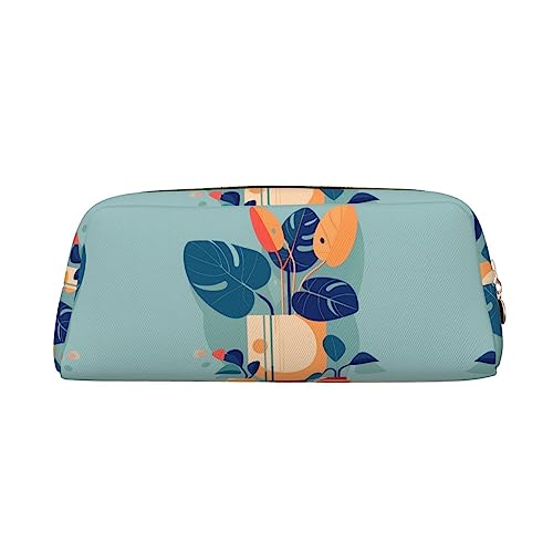 WXZYFP Blau-orangefarbener Turtleback-Bambus. Das Federmäppchen ist aus quernarbigem Leder (PVC), 100 % Polyester-Futter und Vollsiebdruck von WXZYFP