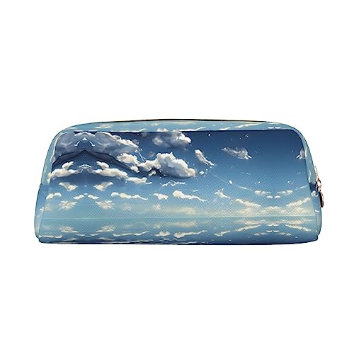 WXZYFP Blauer Himmel und weiße Wolken. Das Federmäppchen besteht aus gekreuztem Leder (PVC), Futter aus 100 % Polyester und Vollsiebdruck von WXZYFP