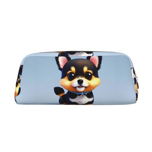 WXZYFP Card Love Fancy Puppy Das Federmäppchen ist aus gekreuztem Leder (PVC), Futter aus 100 % Polyester und Vollsiebdruck von WXZYFP