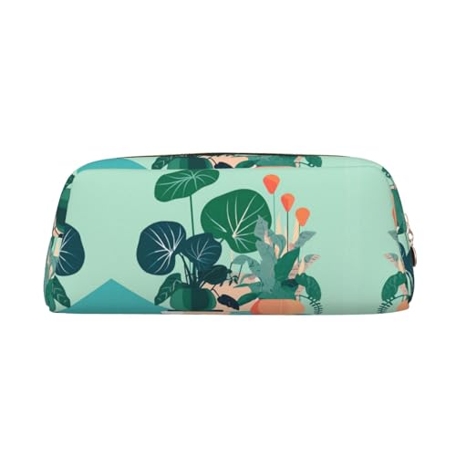 WXZYFP Cartoon-Topf-Grünpflanzen für den Innenbereich. Das Federmäppchen ist aus Kreuznarbenleder (PVC), 100 % Polyester-Futter und Vollsiebdruck von WXZYFP