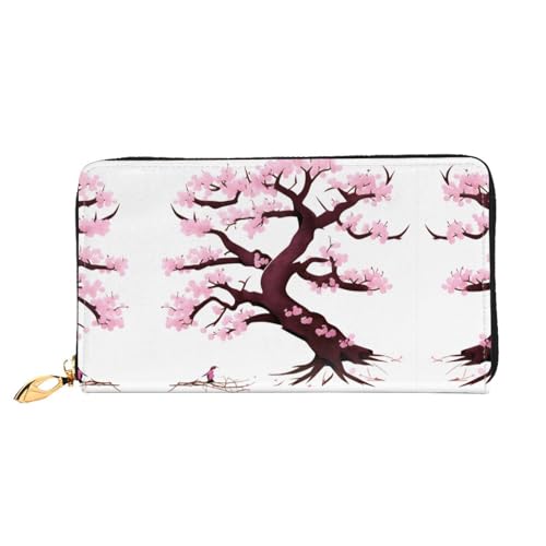 WXZYFP Cherry Blossoms Tree Leder lange Geldbörse, doppelseitiger Druck, Mikrofaser-Leder-Material, Unisex, wasserdicht und langlebig von WXZYFP
