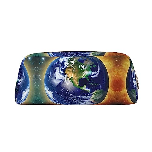 WXZYFP Cosmic Earth Das Federmäppchen besteht aus quernarbigem Leder (PVC), Futter aus 100 % Polyester und Vollsiebdruck von WXZYFP