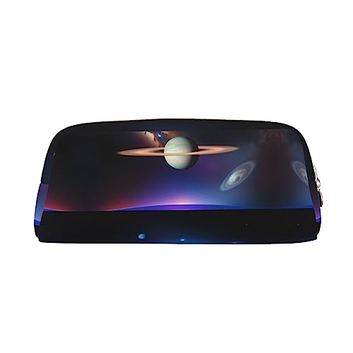 WXZYFP Cosmic Saturn Das Federmäppchen besteht aus quernarbigem Leder (PVC), Futter aus 100 % Polyester und Vollsiebdruck von WXZYFP