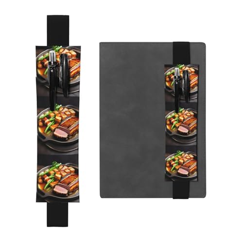 WXZYFP Delicious Grillfleisch Bedrucktes doppelseitiges Leder-Federmäppchen (PVC), Lesezeichen für 2–3 Stifte, 20,3 bis 25,4 cm hoch von WXZYFP