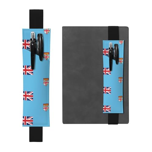 WXZYFP Doppelseitiges Federmäppchen aus Leder (PVC) mit Fidschi-Flagge, für 2–3 Stifte, 20,3 bis 25,4 cm hoch von WXZYFP