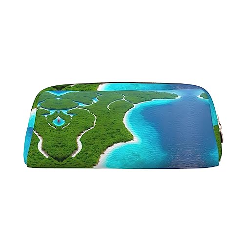 WXZYFP Eine Insel im Ozean. Das Federmäppchen besteht aus gekreuztem Leder (PVC), Futter aus 100 % Polyester und Vollsiebdruck von WXZYFP