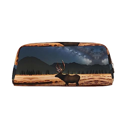 WXZYFP Elch auf der Wiese. Das Federmäppchen besteht aus quernarbigem Leder (PVC), Futter aus 100 % Polyester und Vollsiebdruck von WXZYFP