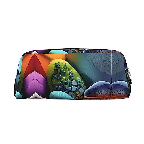 WXZYFP Farbige Steine: Das Federmäppchen besteht aus quernarbigem Leder (PVC), Futter aus 100 % Polyester und Vollsiebdruck von WXZYFP