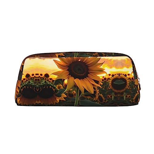 WXZYFP Farm Sunflower Das Federmäppchen ist aus gekreuztem Leder (PVC), Futter aus 100 % Polyester und Vollsiebdruck von WXZYFP