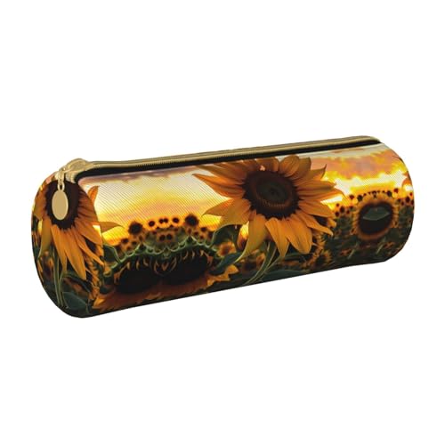 WXZYFP Farm Sunflower Federmäppchen, umweltfreundlich, gekreuztes Leder, leicht und tragbar, geeignet für den täglichen Gebrauch. von WXZYFP