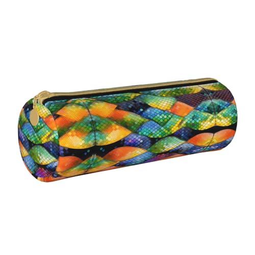 WXZYFP Federmäppchen mit Regenbogenfischschuppe, umweltfreundliches Kreuznarbenleder, leicht und tragbar, geeignet für den täglichen Gebrauch. von WXZYFP