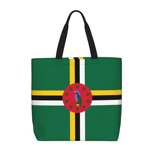 WXZYFP Flagge des Commonwealth of Dominica. Es ist eine praktische Schultertasche, geeignet zum Einkaufen, Reisen und für den täglichen Gebrauch. Schwarz, Einheitsgröße von WXZYFP