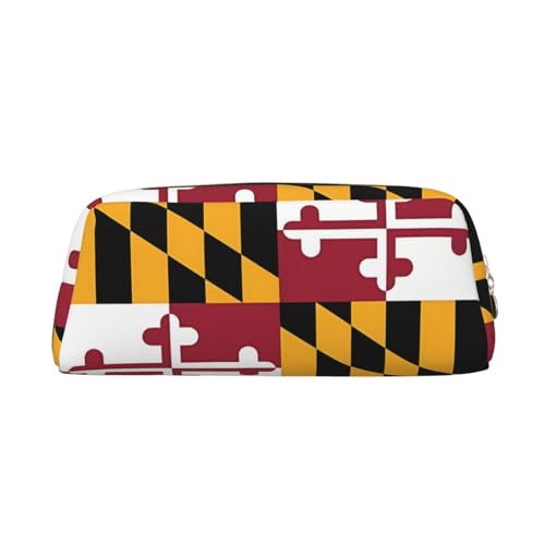 WXZYFP Flagge von Maryland. Das Federmäppchen besteht aus gekreuztem Leder (PVC), Futter aus 100 % Polyester und Vollsiebdruck von WXZYFP