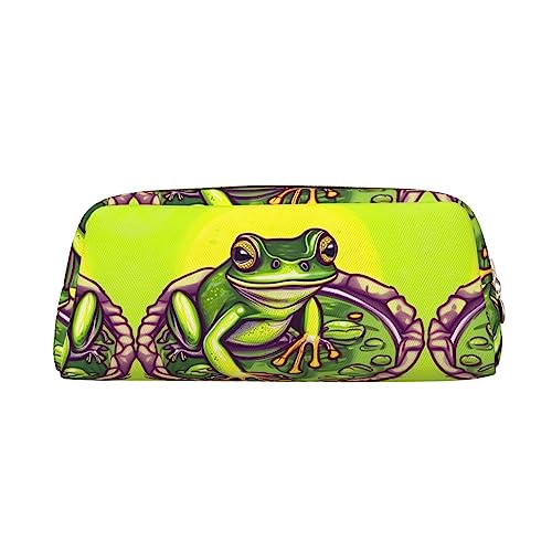 WXZYFP Frosch im Teich. Das Federmäppchen besteht aus quernarbigem Leder (PVC), Futter aus 100 % Polyester und Vollsiebdruck von WXZYFP