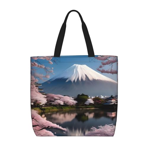 WXZYFP Fuji im Frühjahr. Es ist eine praktische Umhängetasche mit einer Schultertasche, geeignet zum Einkaufen, Reisen und für den täglichen Gebrauch. Schwarz, Einheitsgröße von WXZYFP