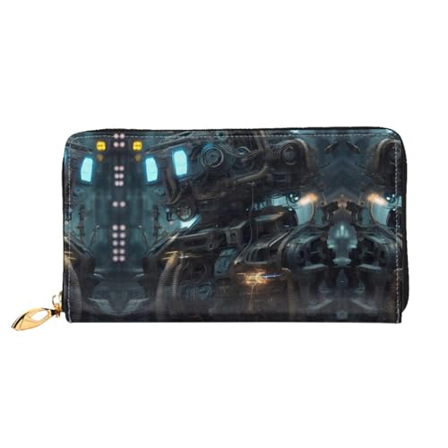 WXZYFP Future Robot Leather lange Geldbörse, doppelseitiger Druck, Mikrofaser-Leder-Material, Unisex, wasserdicht und langlebig von WXZYFP