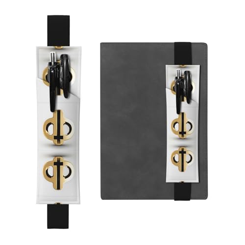 WXZYFP Goldenes Muster, bedrucktes doppelseitiges Leder-Federmäppchen, Lesezeichen, hält 2–3 Stifte, 20,3 bis 25,4 cm hoch von WXZYFP