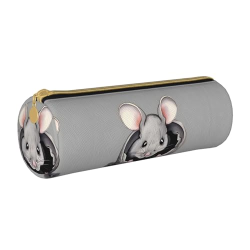 WXZYFP Graue Ratte Umweltfreundliches Federmäppchen aus genarbtem Leder, leicht und tragbar, geeignet für den täglichen Gebrauch. von WXZYFP