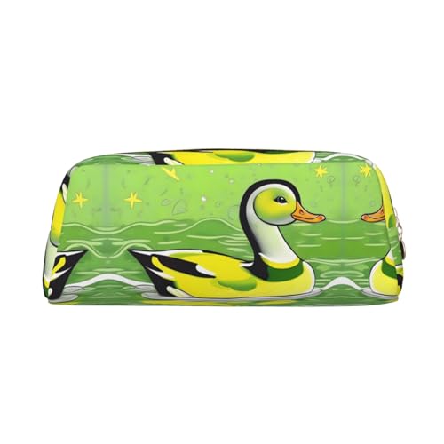 WXZYFP Green Duck Das Federmäppchen besteht aus quernarbigem Leder (PVC), Futter aus 100 % Polyester und Vollsiebdruck von WXZYFP