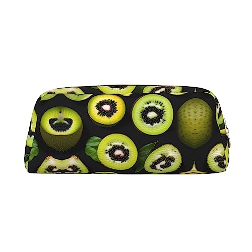 WXZYFP Grünes Kiwi. Das Federmäppchen besteht aus quernarbigem Leder (PVC), Futter aus 100 % Polyester und Vollsiebdruck von WXZYFP
