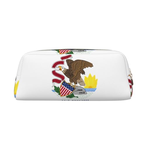 WXZYFP Illinois State Flagge. Das Federmäppchen ist aus gekreuztem Leder (PVC), Futter aus 100 % Polyester und Vollsiebdruck von WXZYFP