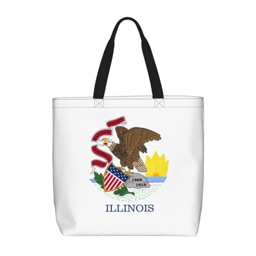 WXZYFP Illinois State Flagge. Es ist eine praktische Umhängetasche mit einer Schultertasche, geeignet zum Einkaufen, Reisen und für den täglichen Gebrauch. Schwarz, Einheitsgröße von WXZYFP