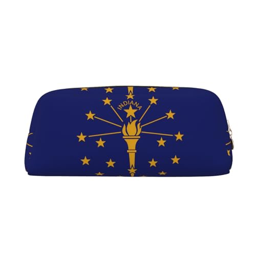 WXZYFP Indiana-Staatsflagge. Das Federmäppchen besteht aus quernarbigem Leder (PVC), Futter aus 100 % Polyester und Vollsiebdruck von WXZYFP