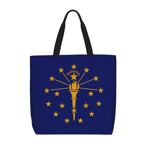 WXZYFP Indiana-Staatsflagge. Es ist eine praktische Schultertasche, geeignet zum Einkaufen, Reisen und für den täglichen Gebrauch. Schwarz, Einheitsgröße von WXZYFP