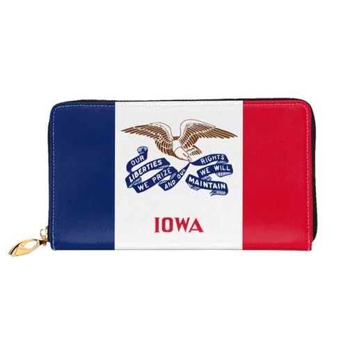 WXZYFP Iowa Geldbörse mit Staatsflagge, doppelseitiger Druck, Mikrofaser-Leder-Material, Unisex, wasserdicht und langlebig von WXZYFP