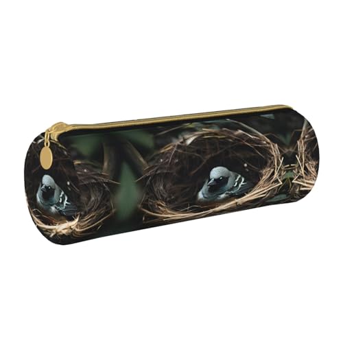 WXZYFP Kleines Vogelnest Umweltfreundliches Federmäppchen aus genarbtem Leder, leicht und tragbar, geeignet für den täglichen Gebrauch. von WXZYFP