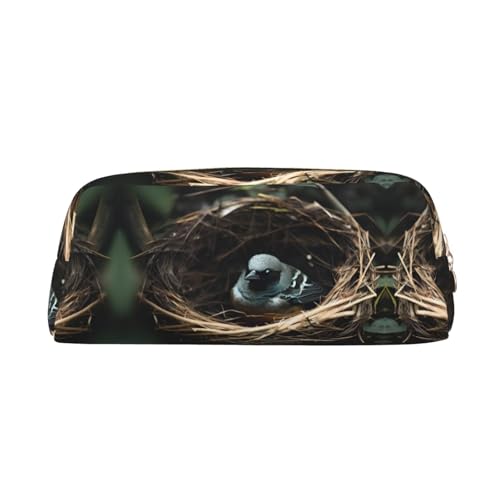 WXZYFP Kleines Vogelnest. Das Federmäppchen besteht aus gekreuztem Leder (PVC), Futter aus 100 % Polyester und Vollsiebdruck von WXZYFP