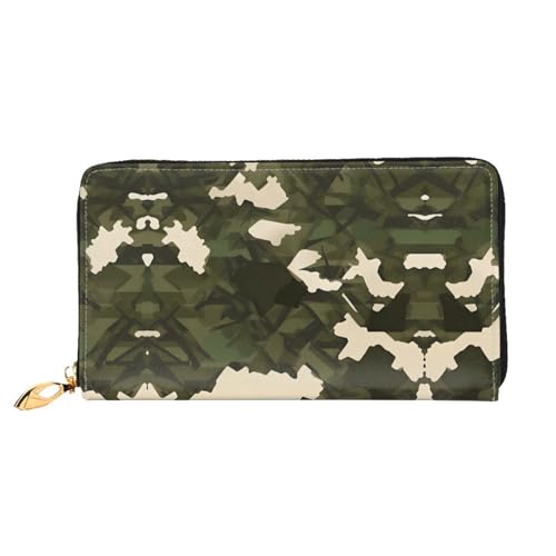 WXZYFP Lange Geldbörse aus Leder mit Tarnmuster, doppelseitiger Druck, Mikrofaser-Leder-Material, Unisex, wasserdicht und langlebig von WXZYFP