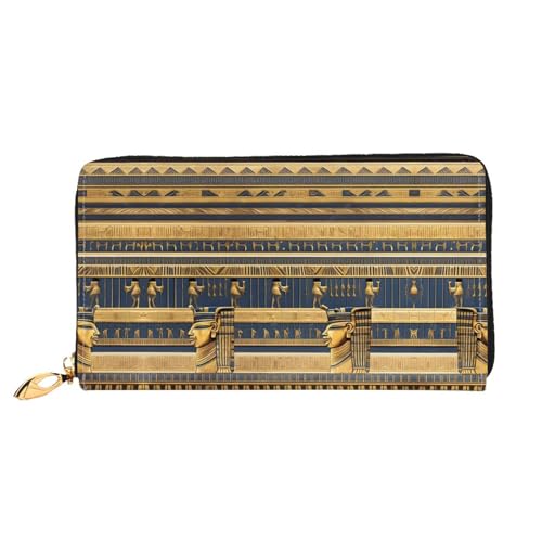 WXZYFP Lange Geldbörse aus ägyptischem Pharaonischem Freskos-Leder, doppelseitiger Druck, Mikrofaser-Ledermaterial, Unisex, wasserdicht und langlebig von WXZYFP