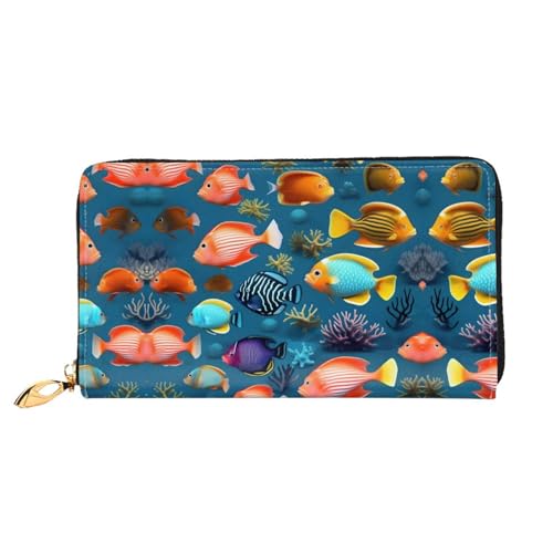 WXZYFP Lange Geldbörse mit U-Boot-Rifffisch-Motiv, doppelseitiger Druck, Mikrofaser-Leder-Material, Unisex, wasserdicht und langlebig von WXZYFP