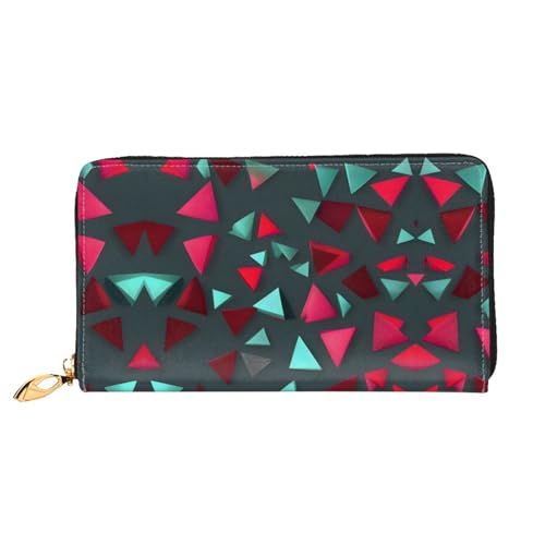 WXZYFP Langes Portemonnaie aus Leder mit dreieckigem Muster, doppelseitiger Druck, Mikrofaser-Leder-Material, Unisex, wasserdicht und langlebig von WXZYFP
