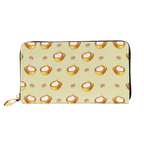 WXZYFP Langes Portemonnaie mit Cartoon-Katze, doppelseitiger Druck, Mikrofaser-Ledermaterial, Unisex, wasserdicht und langlebig von WXZYFP
