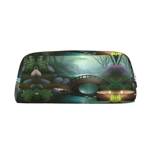 WXZYFP Little Bridge in the East Das Federmäppchen besteht aus quernarbigem Leder (PVC), Futter aus 100 % Polyester und Vollsiebdruck von WXZYFP