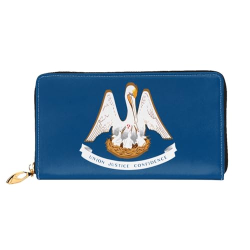 WXZYFP Louisiana State Flag Leder lange Geldbörse, doppelseitiger Druck, Mikrofaser-Leder-Material, Unisex, wasserdicht und langlebig von WXZYFP